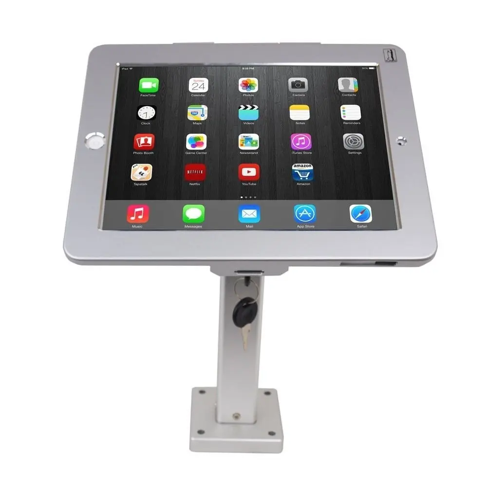 Lockable anti-theft tablet wall mounting bracket black silver desk/wall mount tablet enclosure security stand for ipad