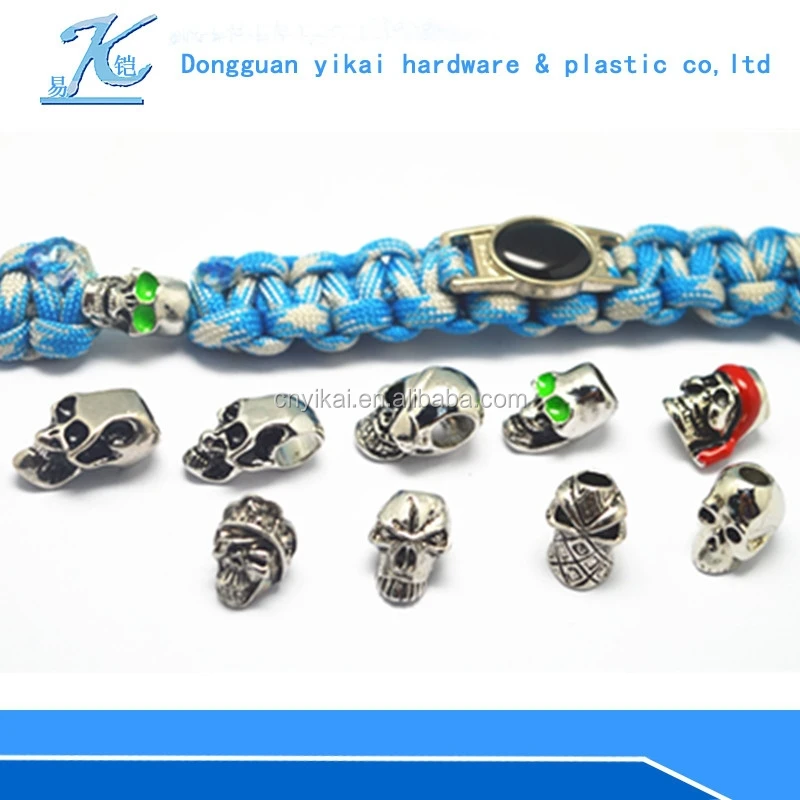 Custom skull beads/Metal Chrome Skull Beads For 550 Paracord Bracelets, Lanyards, & Other Projects/Paracord Metal Beads
