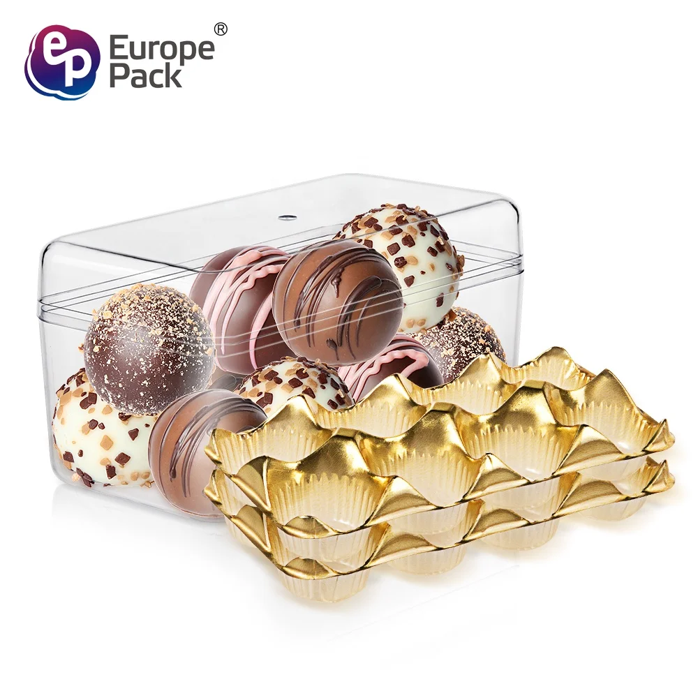 Eco friendly double layer rectangle shape luxury chocolate box with golden tray