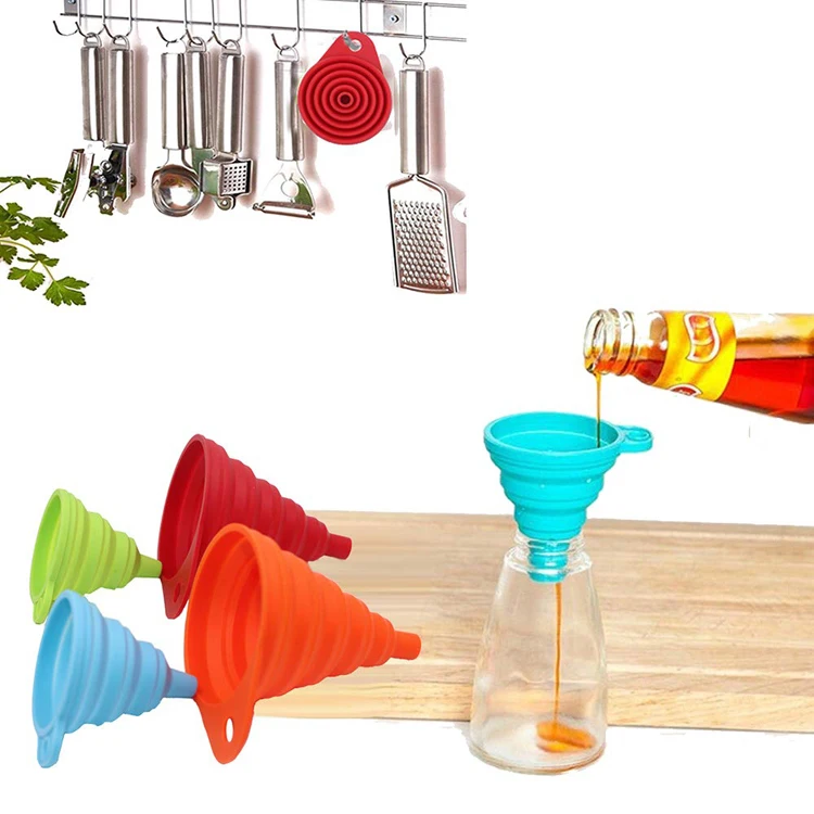 Amazon best selling flexible foldable kitchen hopper silicone collapsible funnel