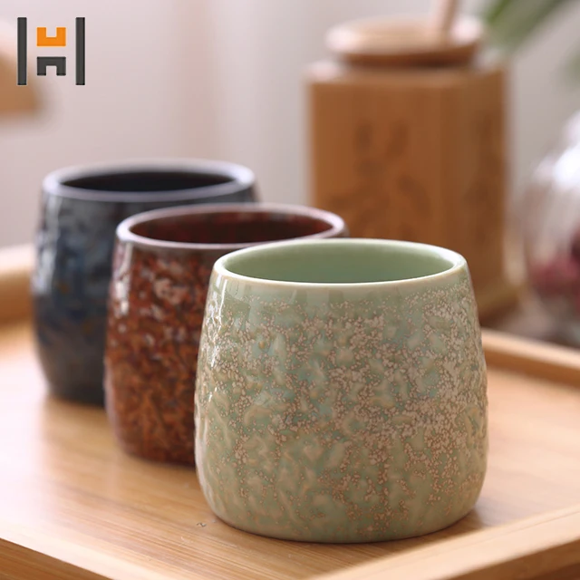 Antique Porcelain Japanese Tea Set with 6 Cups and Wooden Stand