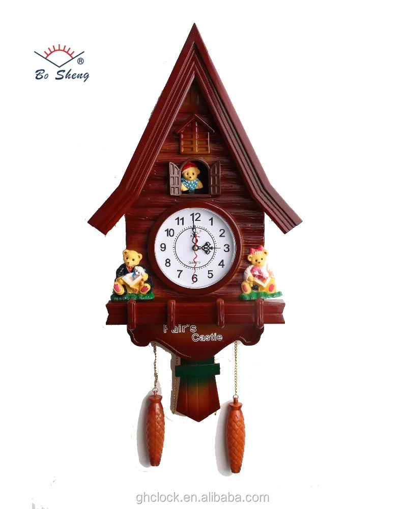 Large House Shape Bird Wall Clock Home Decor Promotional Item Quartz Cuckoo Clocks with Birds Clock