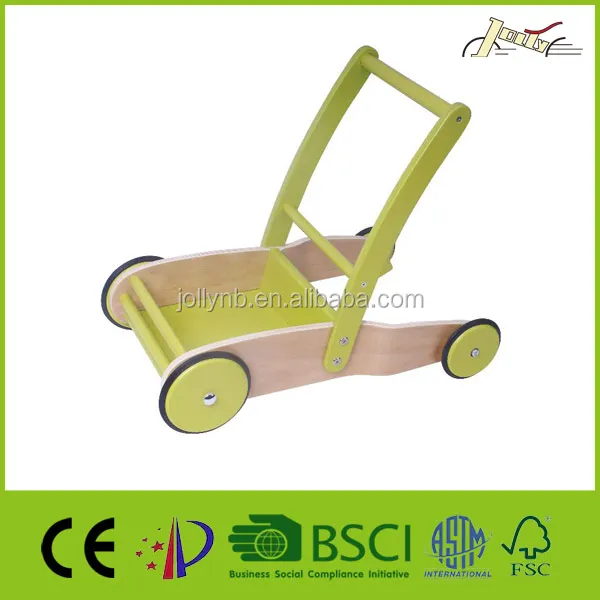 
Wooden Walking Baby Doll Pram with EVA Wheels for Kids 