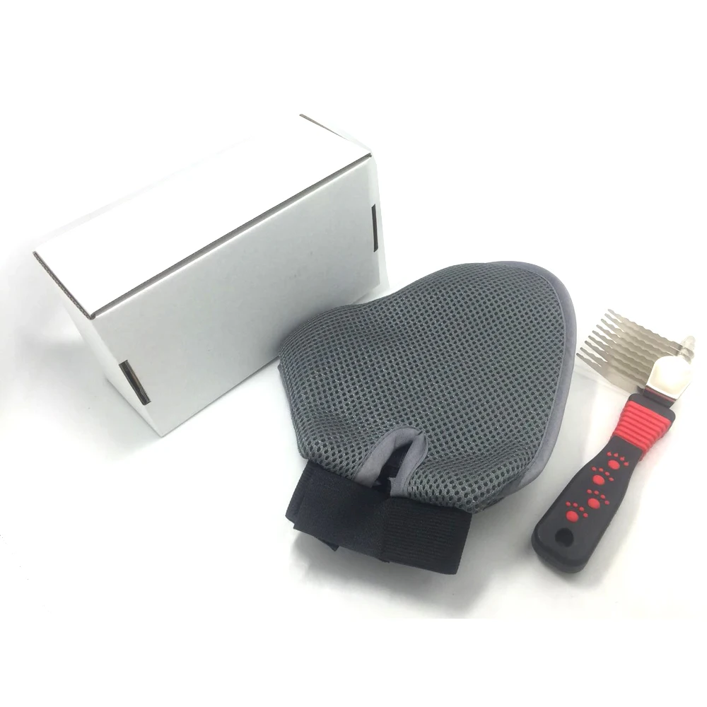 
Pet Grooming Tool Deshedding Gloves- Brush Comb Metal Tail Rake 