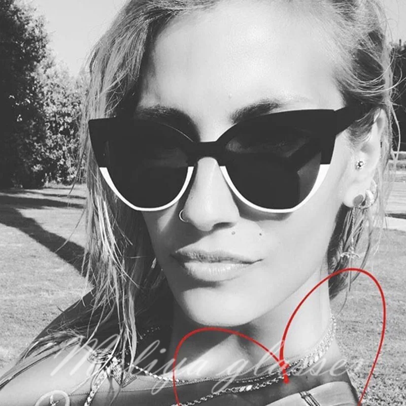 New Arrives Female Custom Fashion Oversized Cat Eye Sunglasses for Women Men