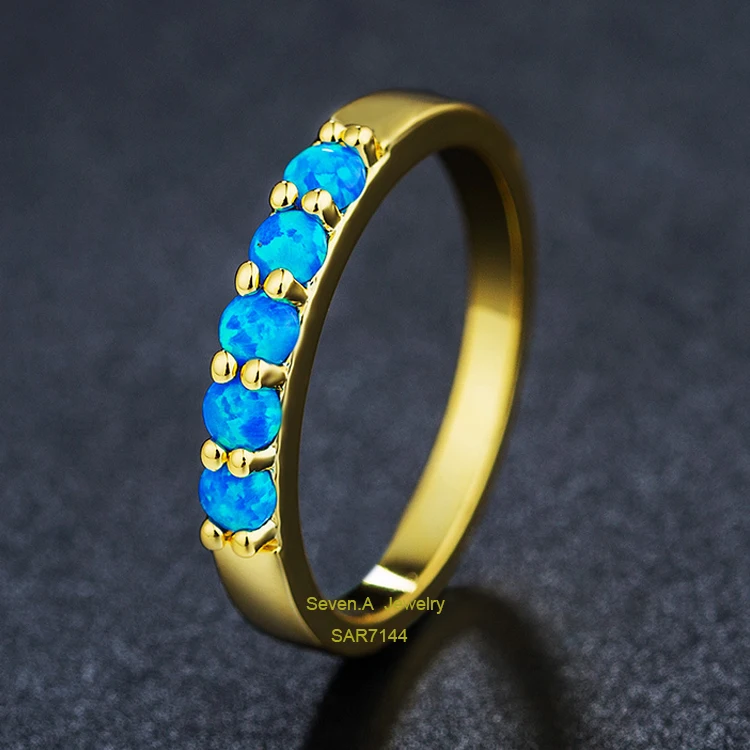 Sevenajewelry SAR7144 Top Sale Manufacture Wholesale New Design Rings Jewelry For Women Saudi Gold Ring Opal