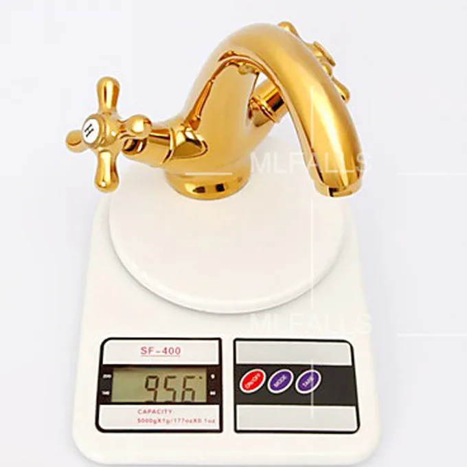 Luxury Double Handle Bathroom Faucet Gold Vintage Basin Mixer Morden Antiaue Gold Sink Tap Water Faucet
