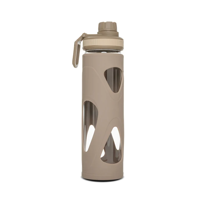 2020 новый стиль, оптовая продажа, стеклянная бутылка для воды с силиконовым рукавом на заказ