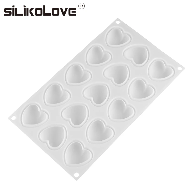 100% Factory Directly 15 Cavity Silicone Human Heart Shape 3D Cake Molds
