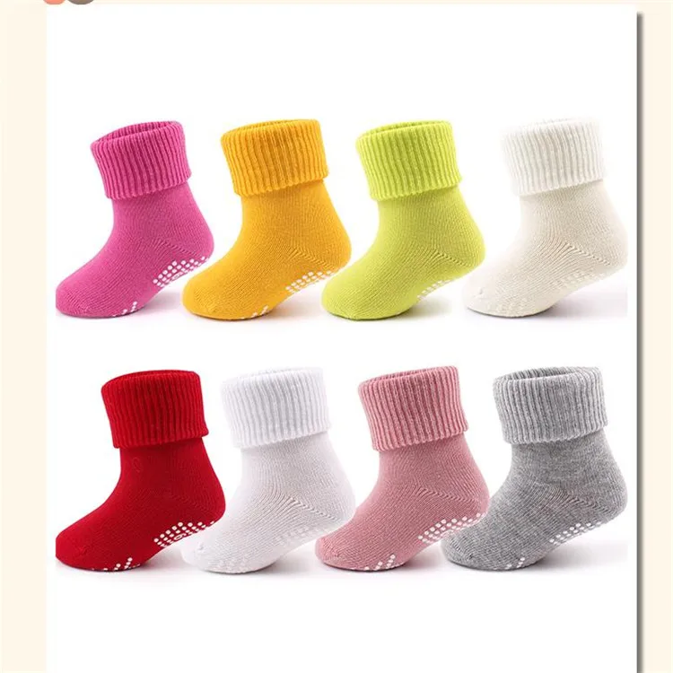 Hot sell cotton knit baby socks for kids anti slip socks