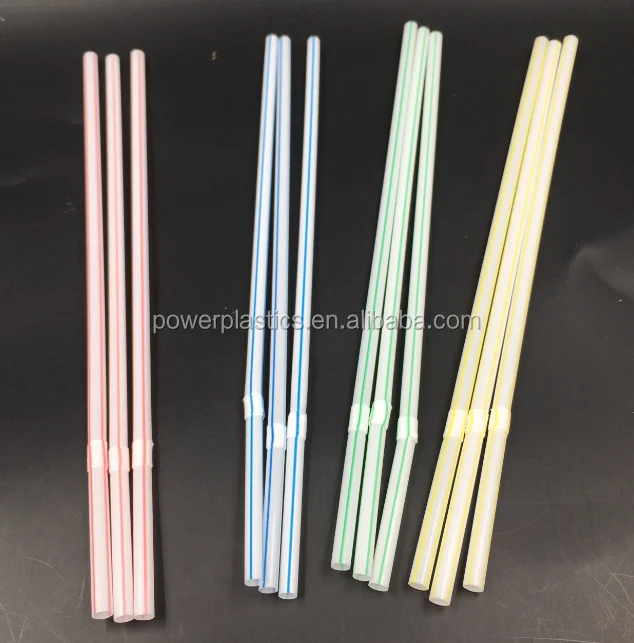 plastic drinking straw 21cm flexible stripe neon straw