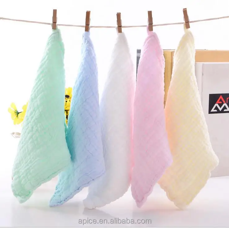 
Organic cotton soft solid color wrinkle swaddling baby muslin washcloths 