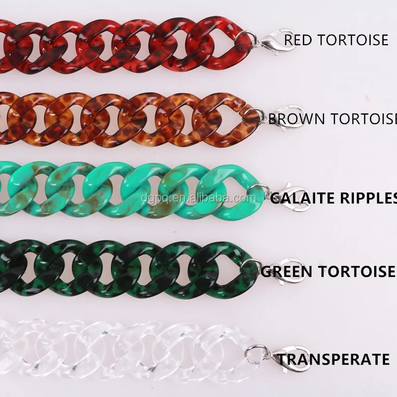 Tortoise shell Marble color resin/acrylic link chains for Clutch bag strap shoulder/handbag handle