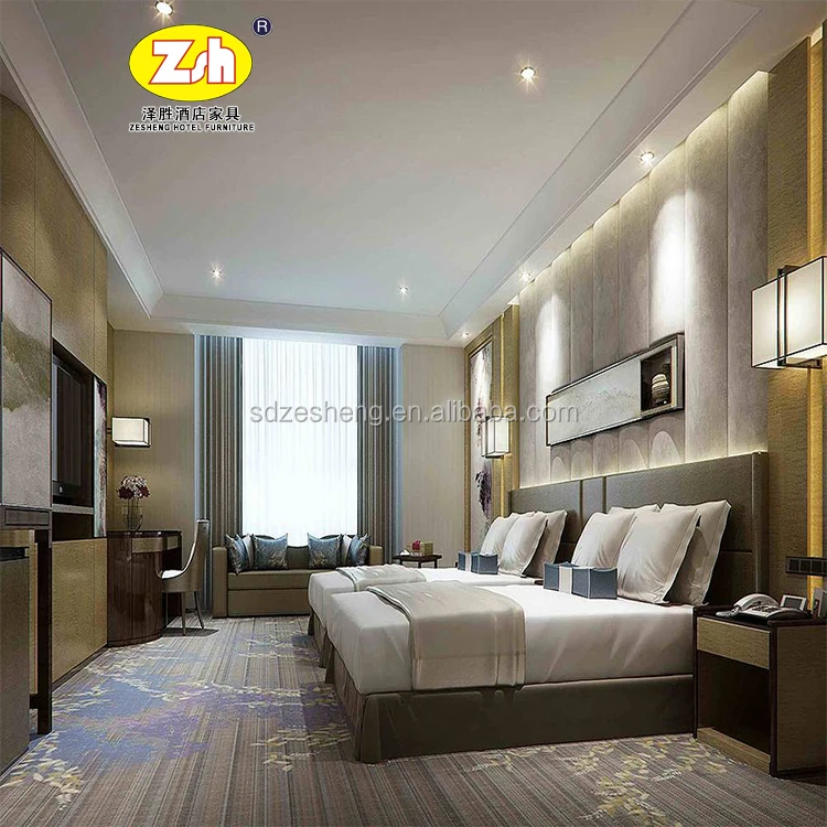wooden Hotel twin Bed room furniture ZH-333