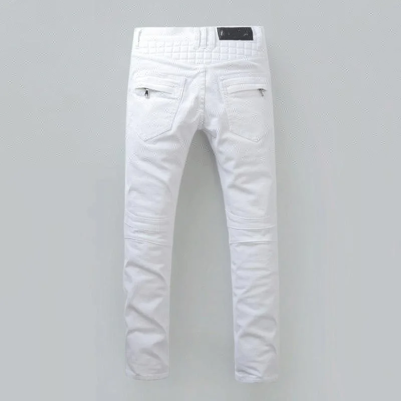 Royal wolf denim jeans manufacturer european style denim white biker jeans men italy jeans