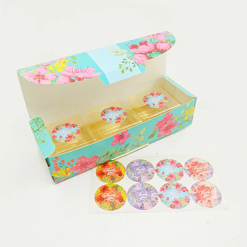 custom design colored premium matte Round Thank You Floral Watercolor Self Adhesive paper Sticker Labels Seal for cake use