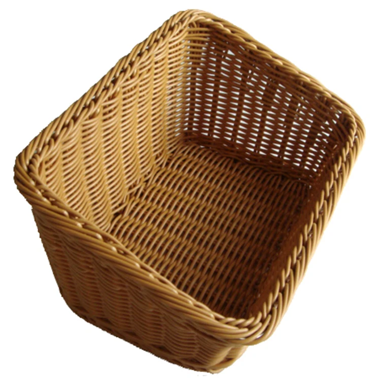 Wholesale customized supermarket vegetable fruit display sloped rattan polypropylene storage basket