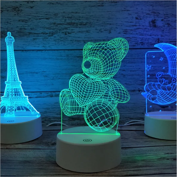 Gift for Lover 3D Heart Shaped Nightlight LED 7 Colors Adult Acrylic Night Lamp in Vietnam