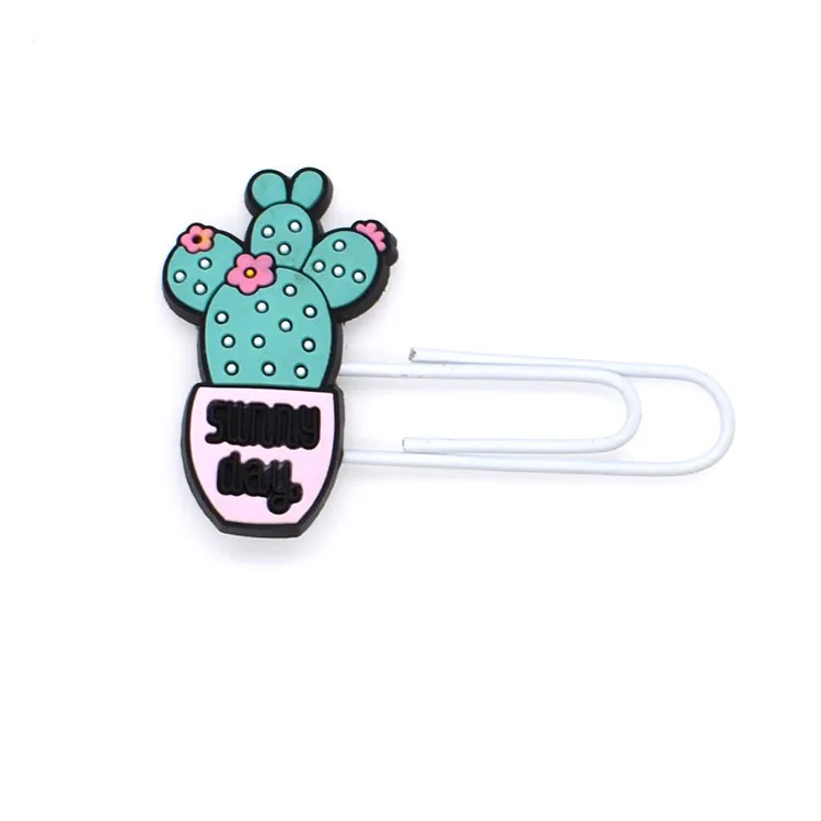 Продвижение подарок ПВХ мягкие металлические закладки пользовательские кактус закладки школьные принадлежности книга клипы