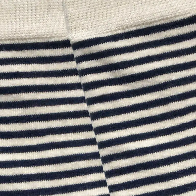 Funky Mens 100% Cotton Cuff Thin Stripe Dress Socks with Striped Toes and Legs