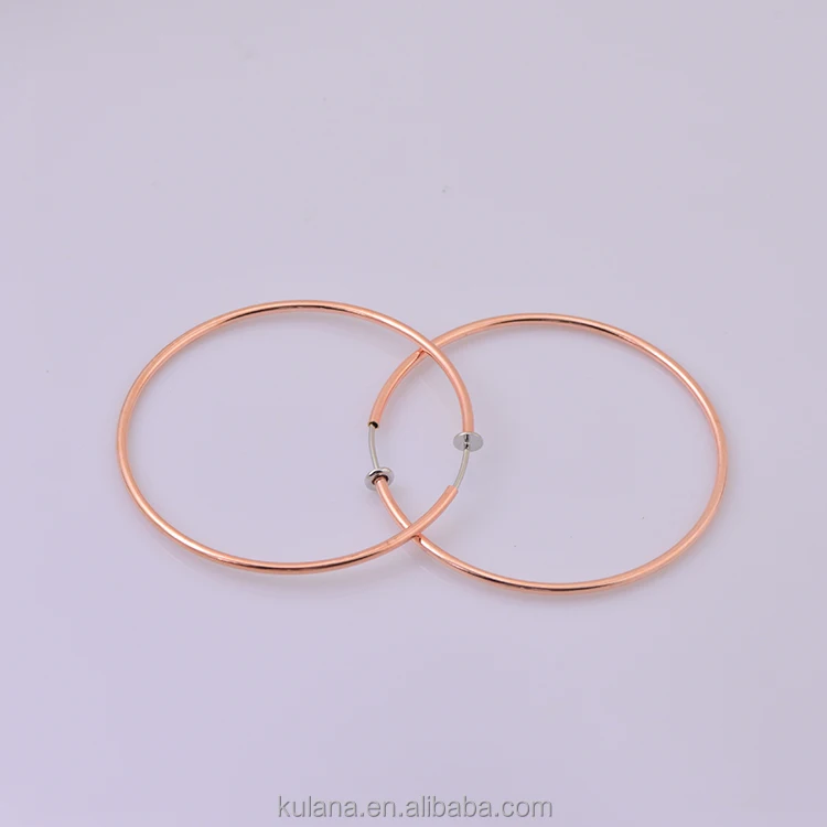60 mm Clip On Hoop Earrings Brass Spring Hoops For Non-Pierced Ears Women Earrings