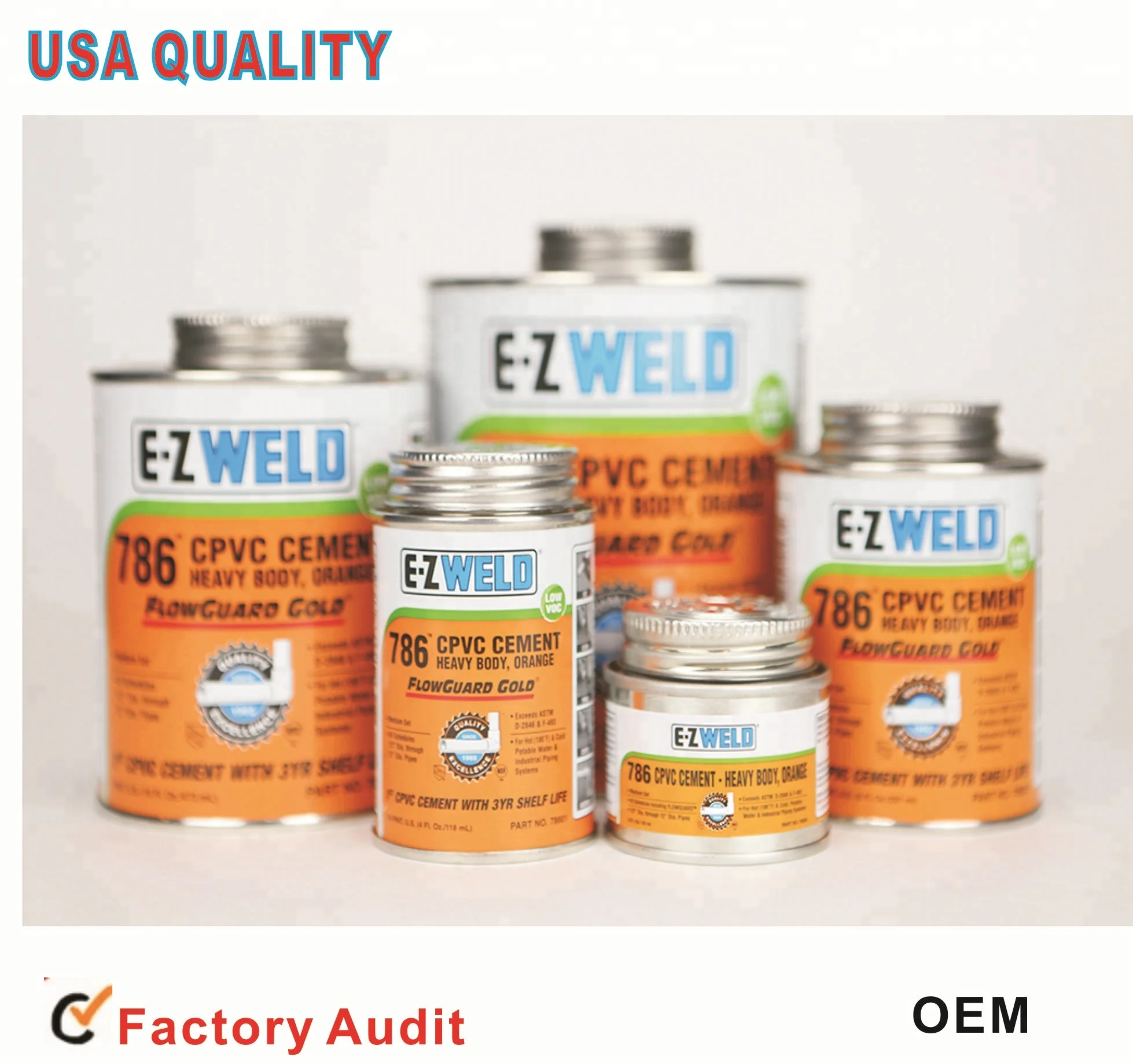 Heavy duty CPVC pipe cement, PVC Solvent cement/hot water supply