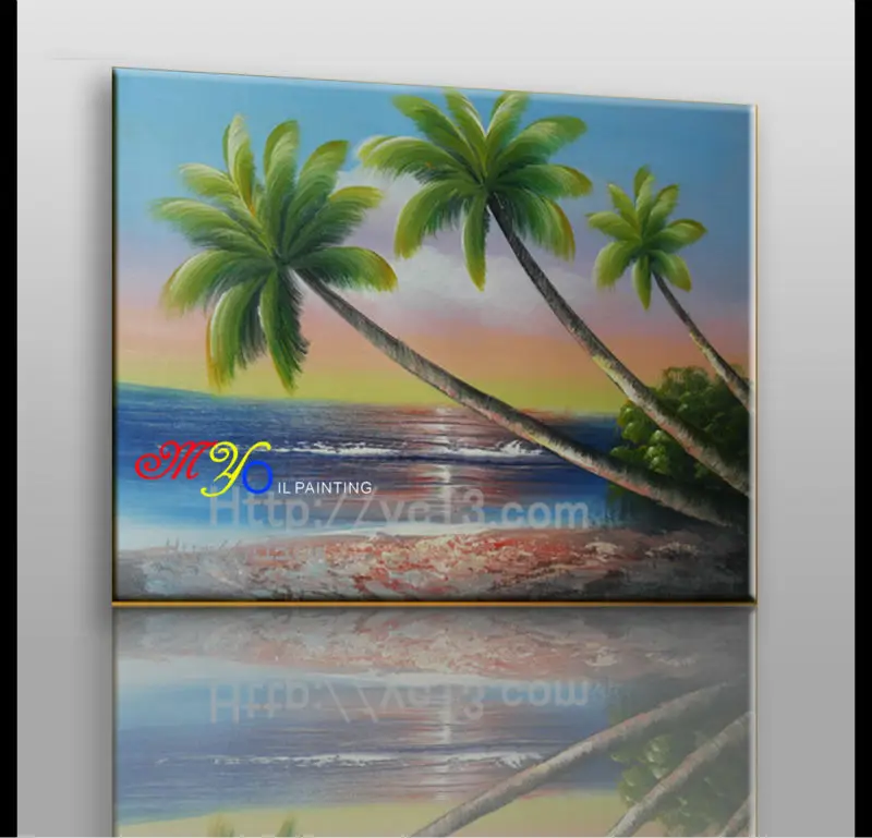 coconut tree High quality oil painting triptychs , Triptych Painting
