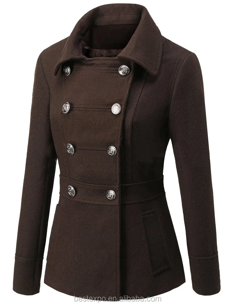 
wholesale lady fashion overcoat model with sleeve winter women wind coat 