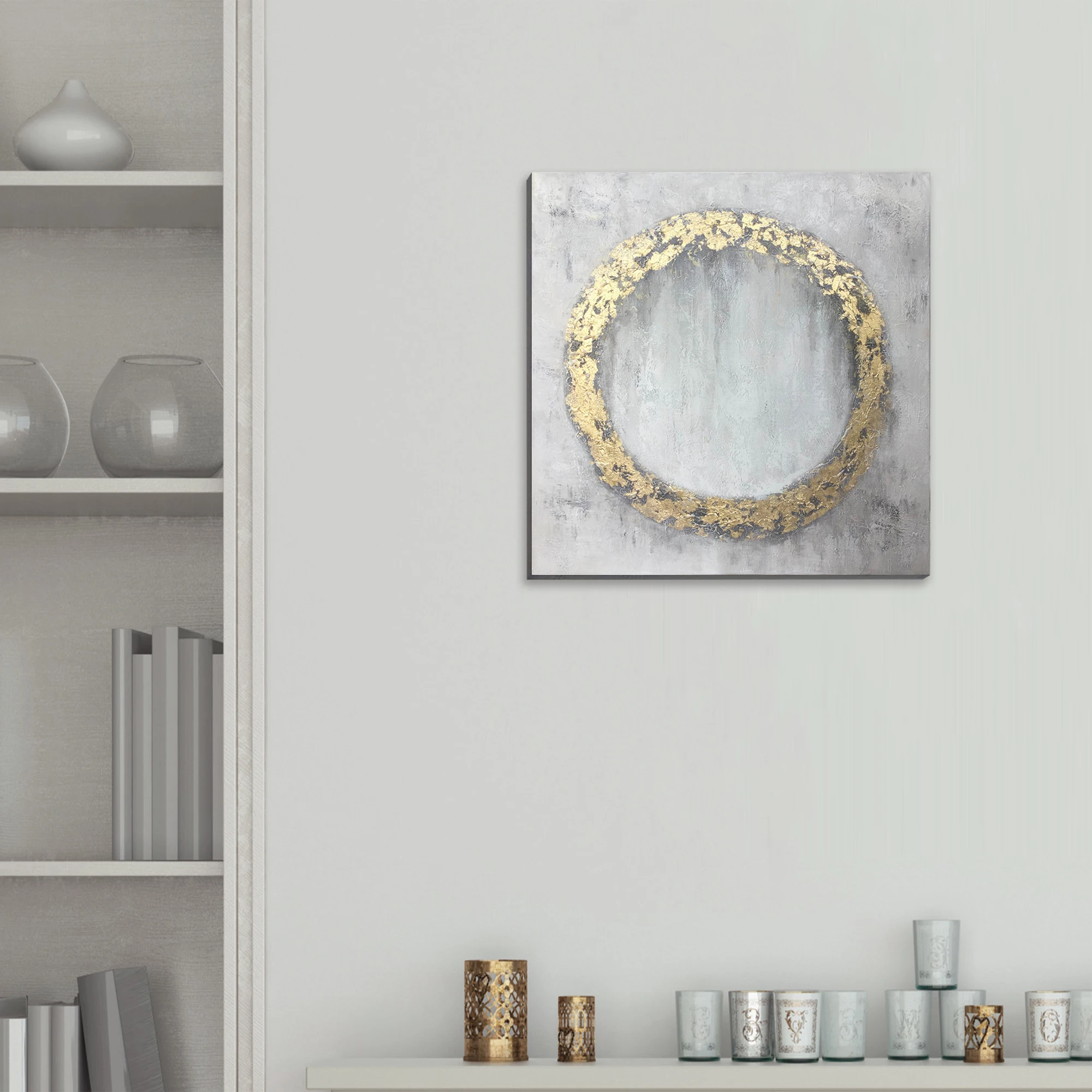 Canvas Ring Handpainted Art Goldfoil Stretched Wall Decoration