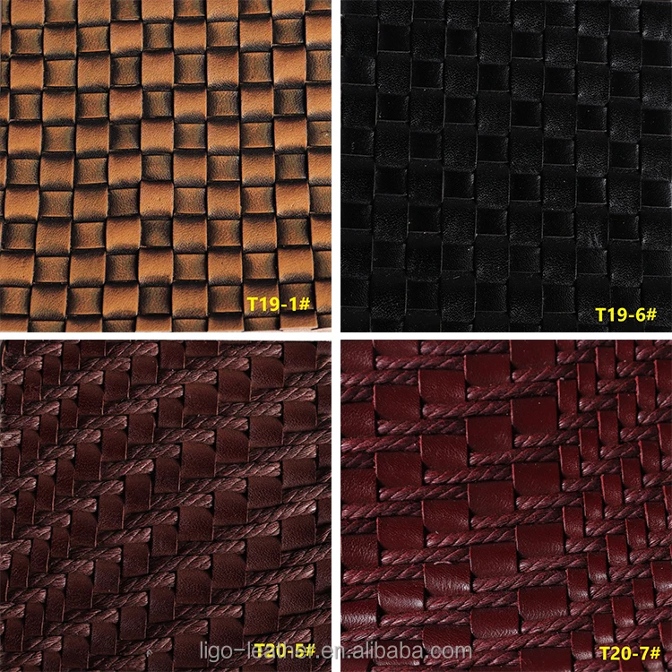 
Cow hide leather with weave pattern by handmade for bag furniture genuine leather 