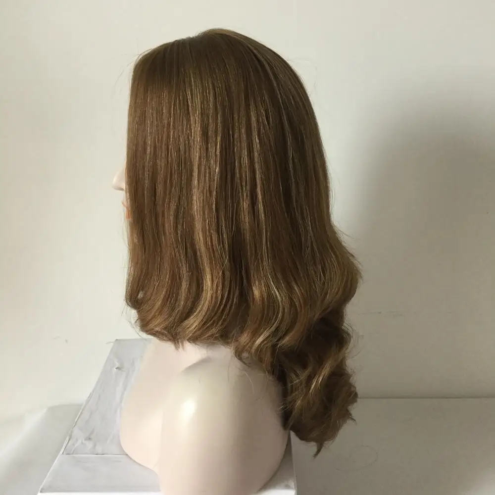 H077 Kosher Wig Supplier High quality silk top highlight blonde european virgin human hair jewish wigs