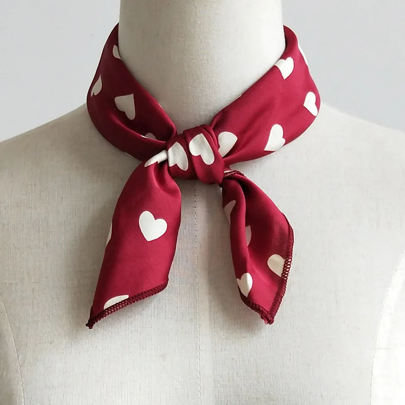 Square Scarf For Business Party Women Elegant Small Vintage Skinny Retro Head Neck  silk  Satin Scarf Neckercheifs