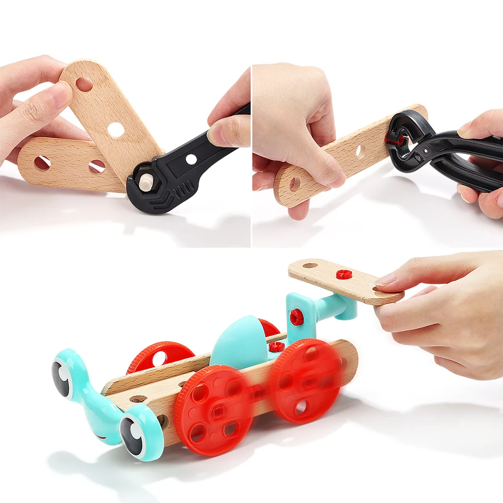 2014 china new innovative product handmade wooden toys organic baby toys Biddy tool box kids learning toys