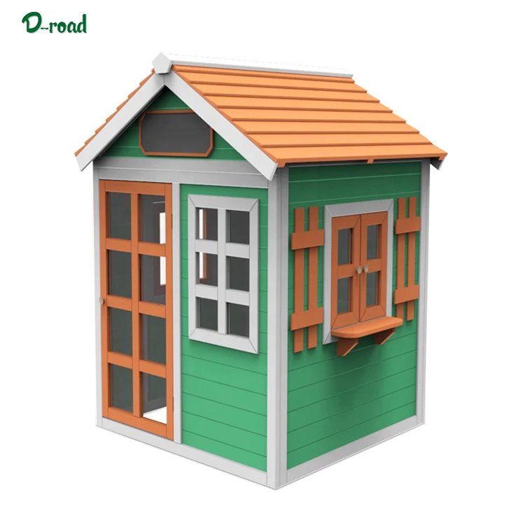 Детский уличный деревянный игровой домик с горкой