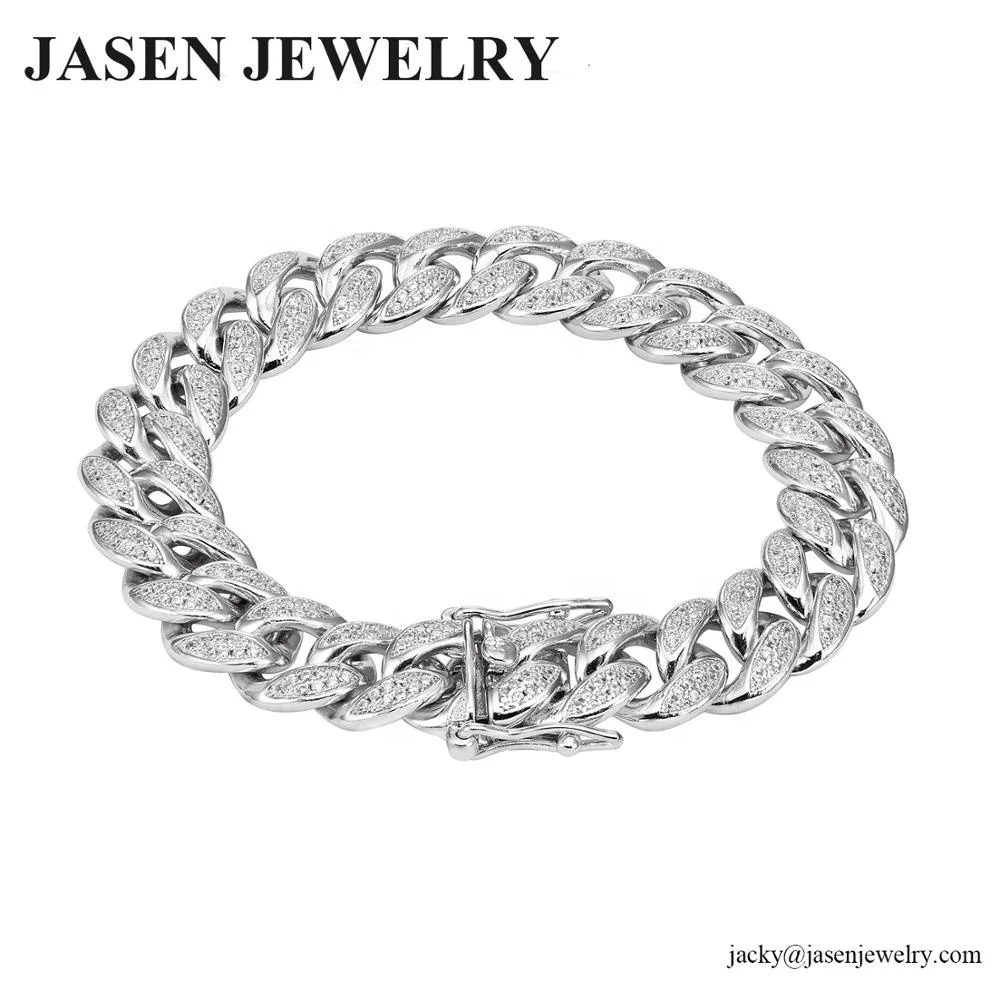 JASEN JEWELRY gold men bracelet 925 silver chain bracelet
