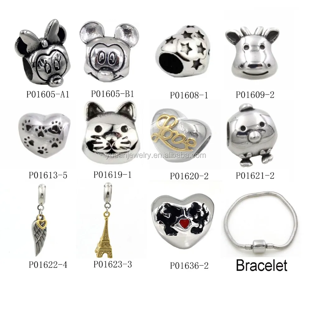 Hot sale fit pan bracelet stainless steel European charm beads
