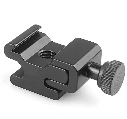 Black Metal Cold Shoe Flash Stand Adapter Mount with 1/4-inch -20 Tripod Screw