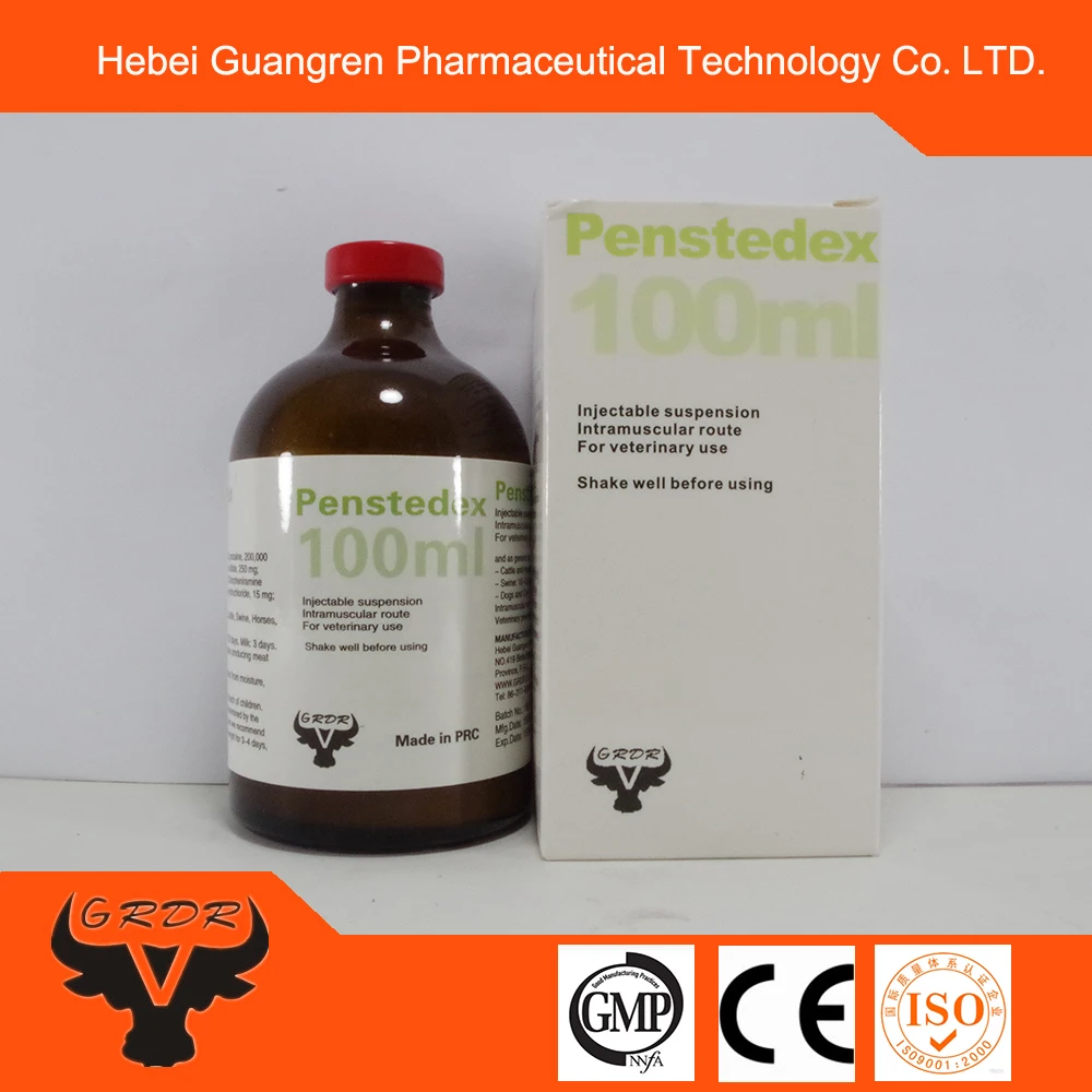 
Veterinary medicine Penstedex Pencillin G+Dihydrostreptomycin 100ml Injection for cow,horse,swine infectious disease 
