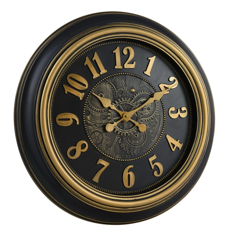
Bar Hotel 24 inch oversize clock manufacturer oem antique promotional plastic quartz wall unique Retro decorated gear wall clock 