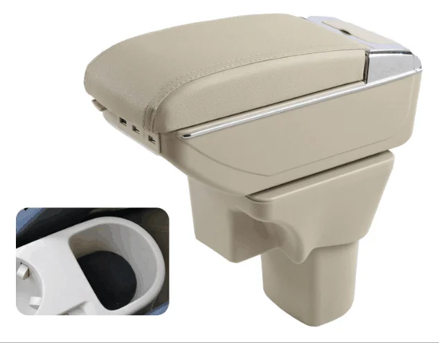 Hyun dai Accent Verna i10 arm rest armrest box console refitting accessories car Double Layer raised 7 USB Black perfect fit