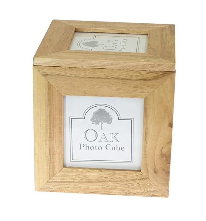 Natural Oak Wooden Photo box 5 Picture Cube