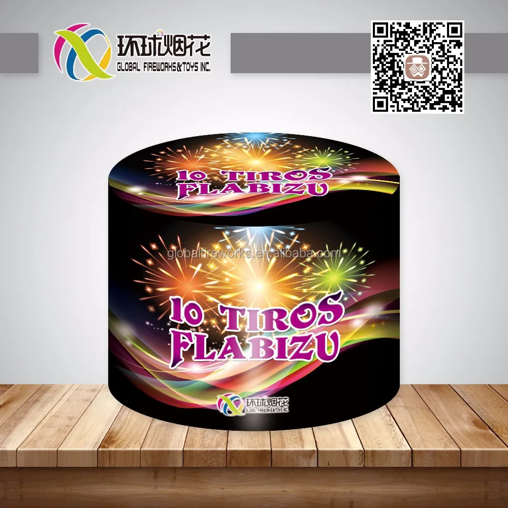GFCC2010 10Tiros FLABIZU 1.4G Fireworks UN0336 Small Tortas Bateria Ruc0992280417001 Used For New Year And Party Celebration