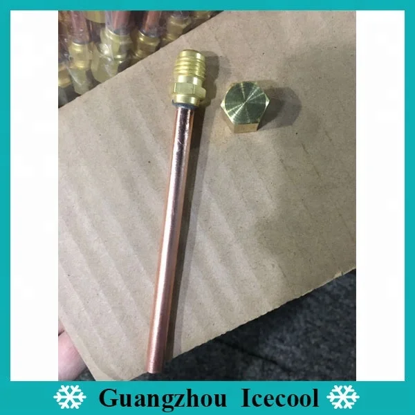 1/4 copper refrigerant gas charging pin valve/access valve with flare nut cap