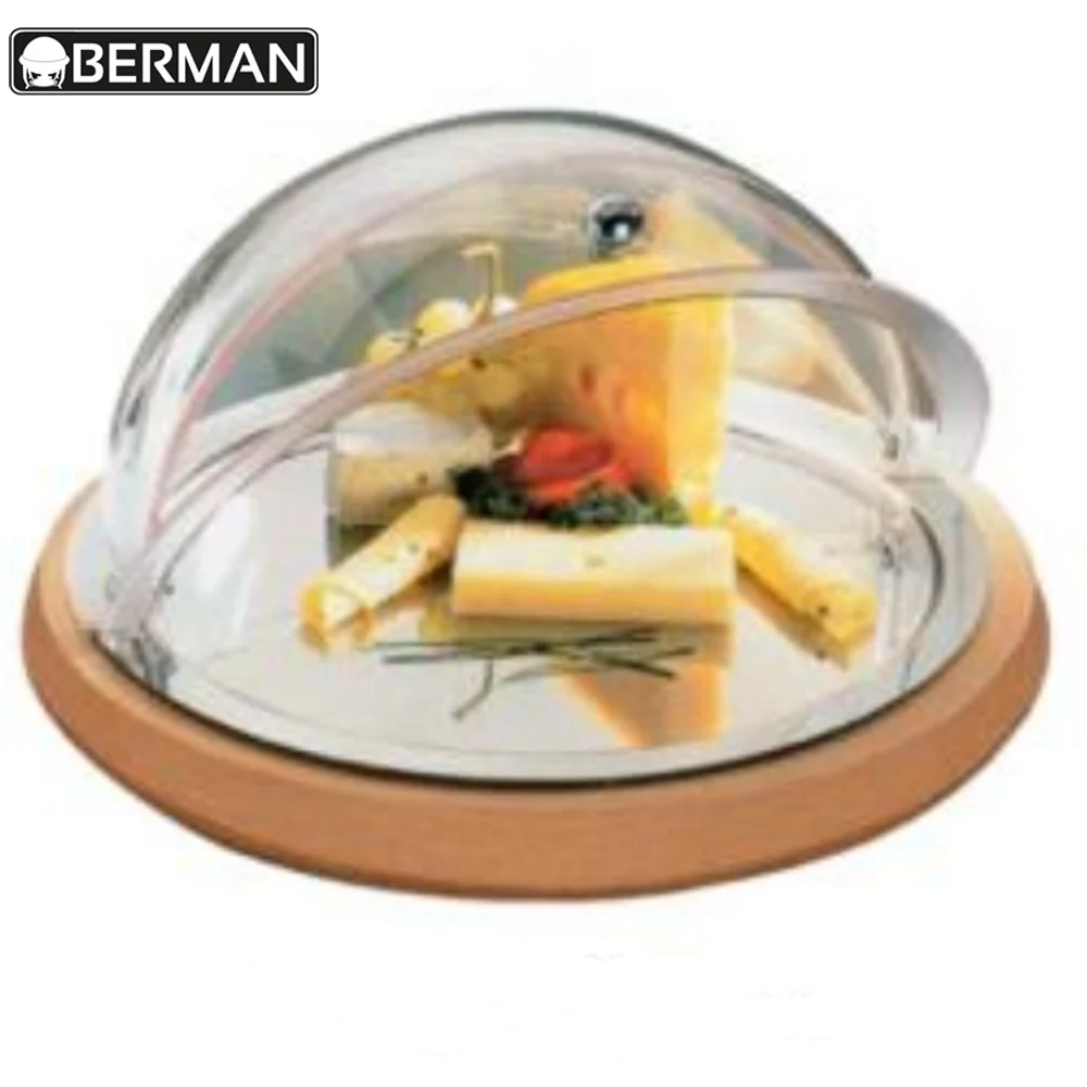Restaurant & Hotel Supplies food serving acrylic dome wood bread display stand, acrylic bread display case