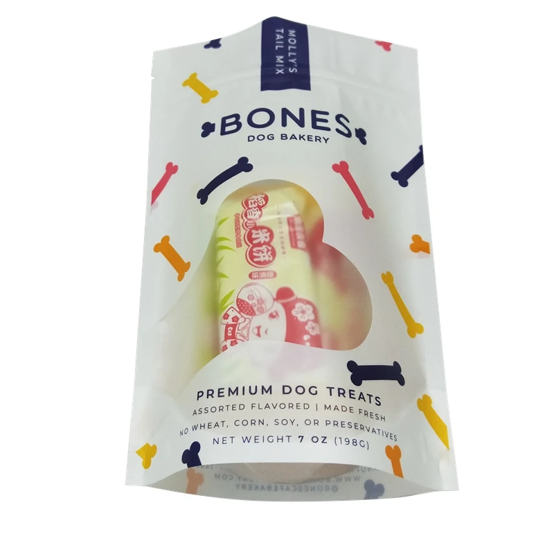 Top quality amazing price sealing plastic snack food dog pet food zip lock packaging bag with window