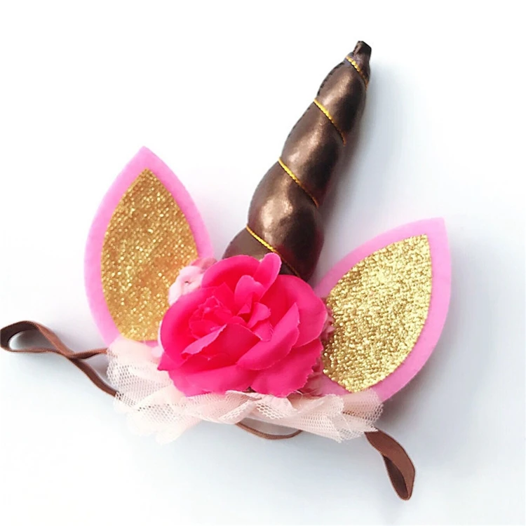Baby Bow Hair Accessory Car Ear Unicorn Party Custom Elastic Headband
