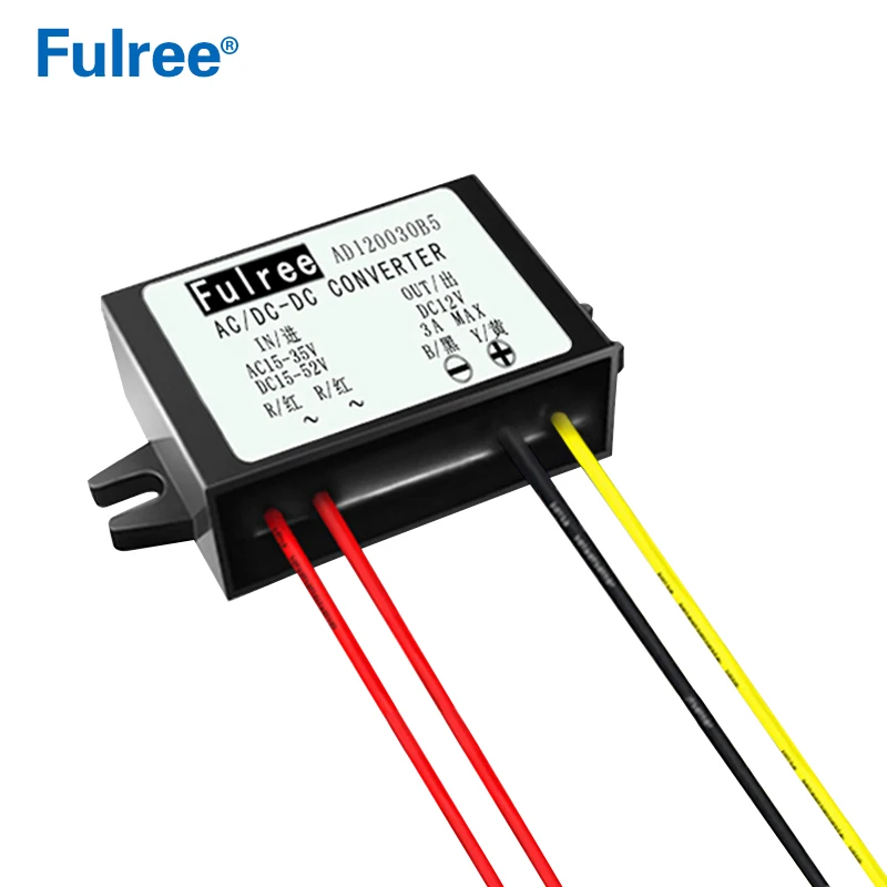 Fulree 24VAC to 12VDC Buck Converter Module, 24V AC 15-35V DC 15-52V to DC 12V Step Down Transformer
