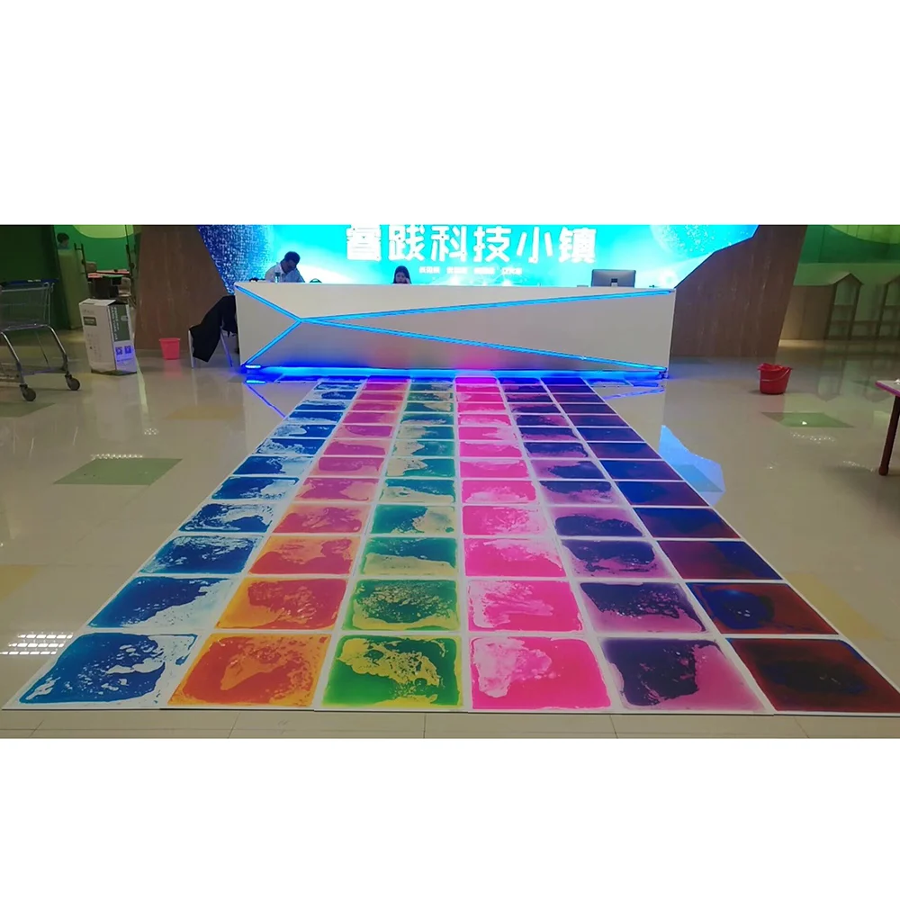 factory price PVC decorative liquid rubber floor tiles kids room anti slip self adhesive color liquid sensory flooring