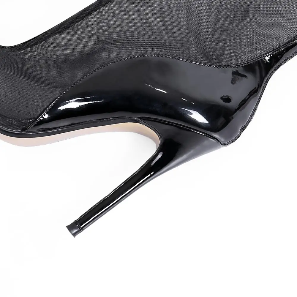 Black Mesh Hollow Out Women High Heel Ankle Sandal Boot 2018