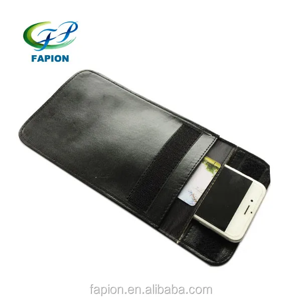
PU leather RFID signal blocking anti radiation shield cell phone pouch case 
